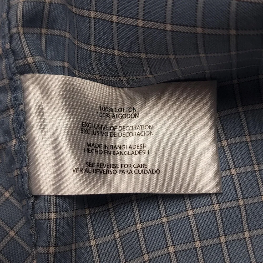 Banana Republic Dress Shirt Mens XL Blue Check Cotton Button Up 34/35